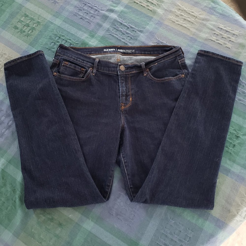 Old Navy Curvy Skinny Dark Wash Blue Jeans Size 12